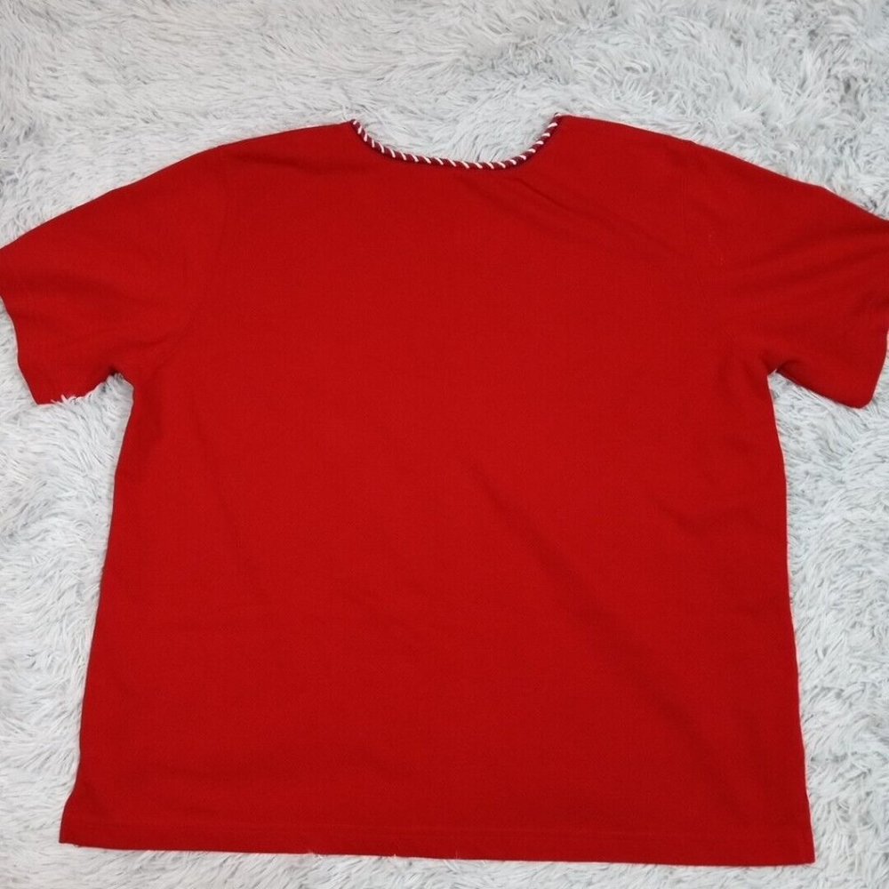 Vintage‎ Koret City Blues Womens Sweater Red XL Pullover Embroidered Stitching - Picture 8 of 8